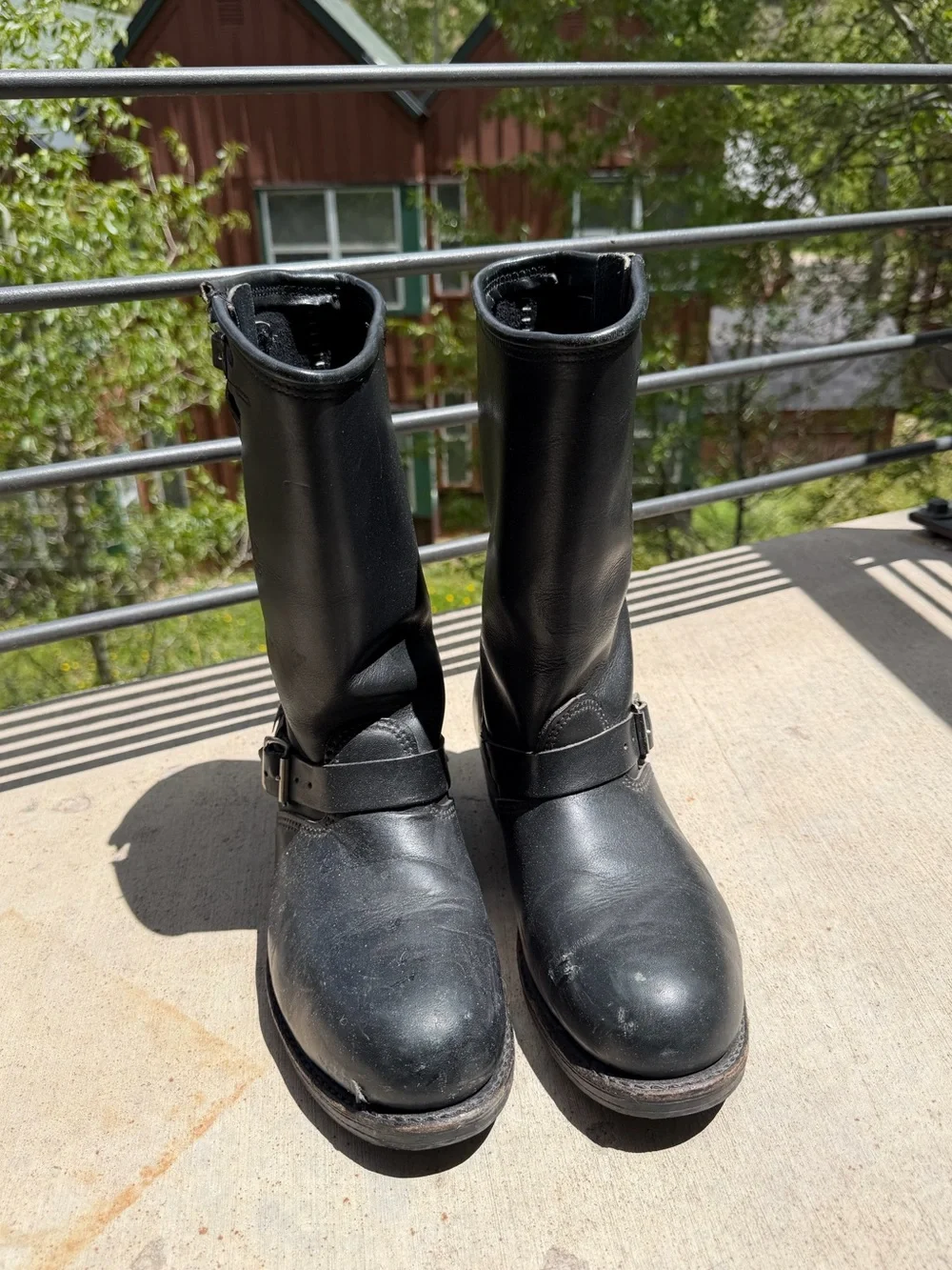 Vintage Harley-Davidson Black Leather Motorcycle Boots